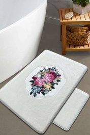 Mijölnir Bella Rose Juego de Alfombrillas de Baño 2 Piezas Ecru